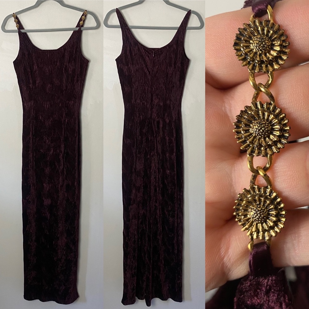 Jessica McClintock Gunne Sax Vintage Velvet Textured Boho Witchcore Maxi Dress